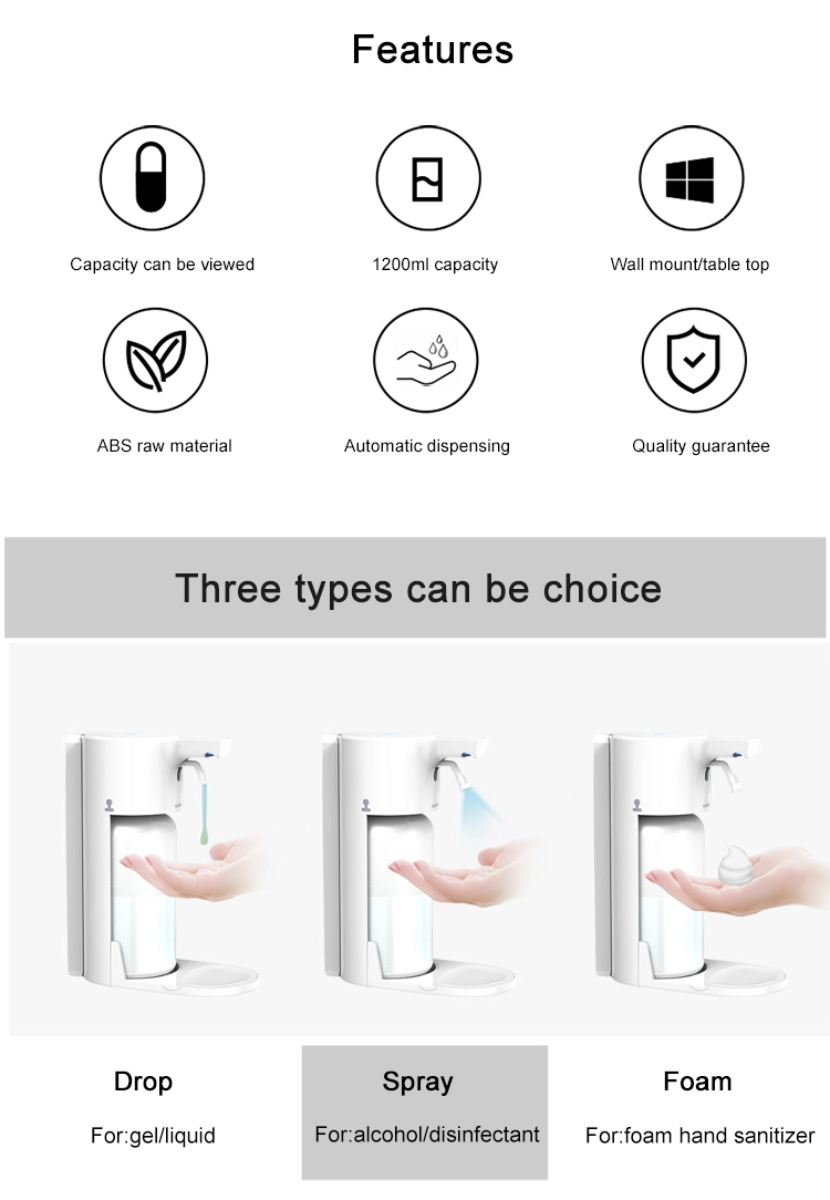 Saige 1200ml High Quality New Arrival Automatic Table Hand Sanitizer Spray Soap Dispenser